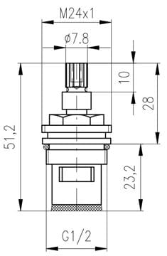 SLEZÁK RAV kartuše 1/2" MD0093 Technický nákres
