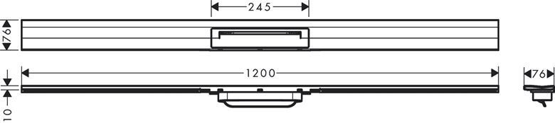 HANSGROHE 1200 RAINDRAIN FLEX vrchná sada sprchového žlabu, zkracovateľný, pro instalaci ke stěně, kartáčovaná nerez oceľ 56054800 Technický nákres