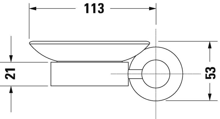DURAVIT D-CODE mydlovnička, nástenná ľavá, sklo, chróm 0099171000 Technický nákres