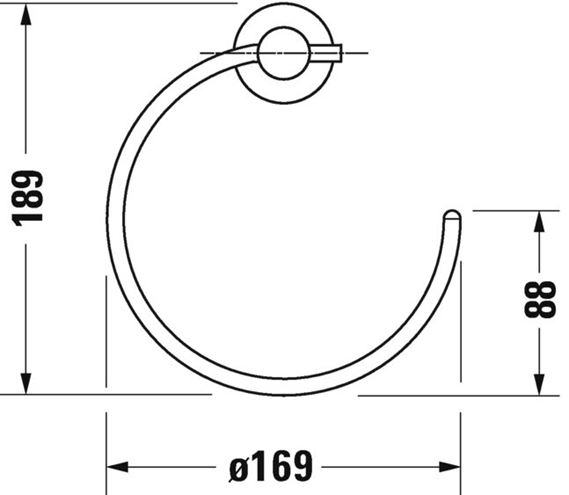 DURAVIT D-CODE držiak uteráka, chróm 0099211000 Technický nákres