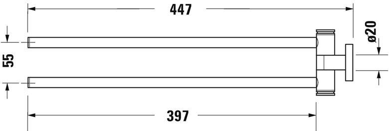 DURAVIT D-CODE držiak uteráka 447 mm, dvojramenný, otočný, chróm 0099221000 Technický nákres