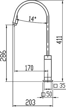 NOVASERVIS TITANIA CUBE drezová batéria, chróm 98813,0 Technický nákres