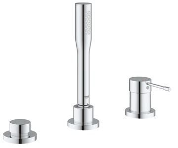 GROHE ESSENCE NEW batéria na okraj vane, 3-otvorová, s prepínačom, so sprchovou súpravou, chróm