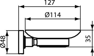 IDEAL STANDARD IOM mydlovnička, nástenná, sklo, chróm A9123AA Technický nákres