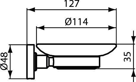 IDEAL STANDARD IOM mydlovnička, nástenná, sklo, chróm A9123AA Technický nákres