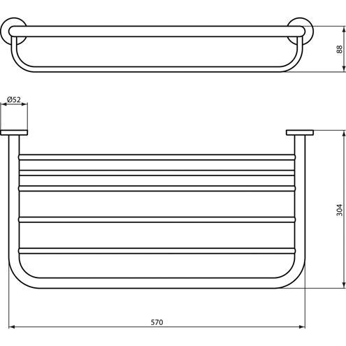 IDEAL STANDARD IOM držiak uterákov 570 mm, chróm A9106AA Technický nákres