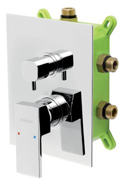 NOVASERVIS NOBLESS EDGE vaňová podomietková batéria, pre 3 spotrebiče, s telesom, chróm