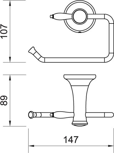 NOVASERVIS FERRO ANTICA držiak toaletného papiera, nástenný, bronz AAI33BR Technický nákres