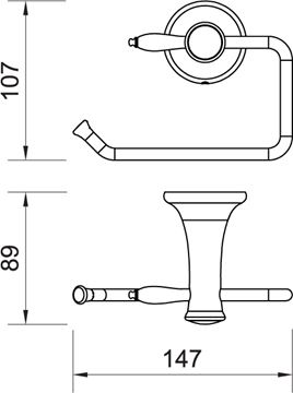 NOVASERVIS FERRO ANTICA držiak toaletného papiera, nástenný, bronz AAI33BR Technický nákres