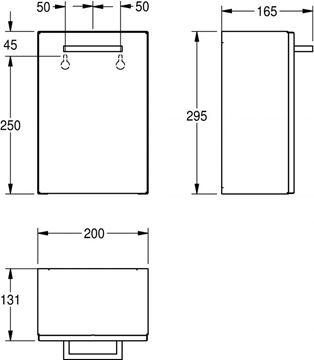 KWC RODAN RODX611 odpadkový kôš 3,7 l, závesný, nerez oceľ 2000090063 Technický nákres