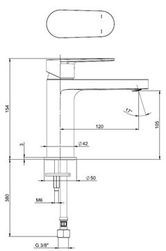LAUFEN NEJA umývadlová stojanková batéria, chróm H3115110041101 Technický nákres