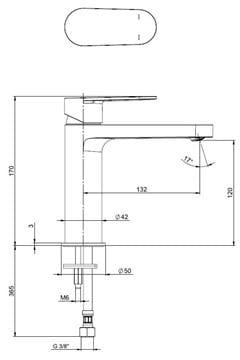 LAUFEN NEJA umývadlová stojanková batéria, chróm H3115110041201 Technický nákres