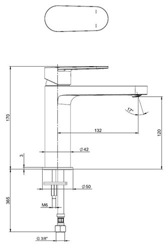 LAUFEN NEJA umývadlová stojanková batéria, chróm H3115110041201 Technický nákres