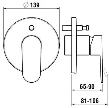 LAUFEN NEJA vaňová podomietková batéria, s prepínačom, chróm H3215160040001 Technický nákres