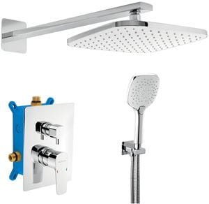 NOVASERVIS METALIA 58 sprchový set s podomietkovou batériou, horná sprcha, ručná sprcha s 3 prúdmi, hadica, držiak, Eco, chróm/biela