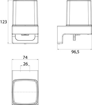 CONCEPT 300 dávkovač tekutého mydla, nástenný, sklo, chróm 010-8438 Technický nákres