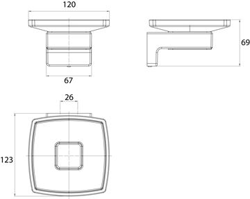 CONCEPT 300 mydlovnička, nástenná, sklo, chróm 010-8439 Technický nákres