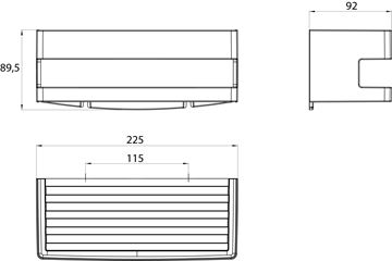 CONCEPT 300 polica 225 mm, nástenná, chróm 010-8472 Technický nákres