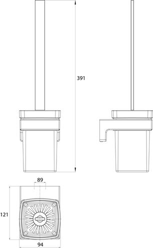 CONCEPT 300 WC kefa, nástenná, sklo, chróm 010-8436 Technický nákres