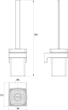 CONCEPT 300 WC kefa, nástenná, sklo, chróm 010-8436 Technický nákres