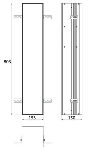 CONCEPT 300 nízka skrinka 15,3x15x80,3 cm, 1 dvierka, pánty vľavo, Push-open, s držiakom toaletného papiera, s WC štetkou, na obloženie 015-2077 Technický nákres