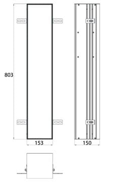 CONCEPT 300 nízka skrinka 15,3x15x80,3 cm, 1 dvierka, pánty vľavo, Push-open, s držiakom toaletného papiera, s WC štetkou, na obloženie 015-2077 Technický nákres