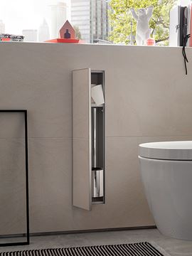 CONCEPT 300 nízka skrinka 15,3x15x80,3 cm, 1 dvierka, pánty vľavo, Push-open, s držiakom toaletného papiera, s WC štetkou, na obloženie 015-2071 Obrázek - fotka