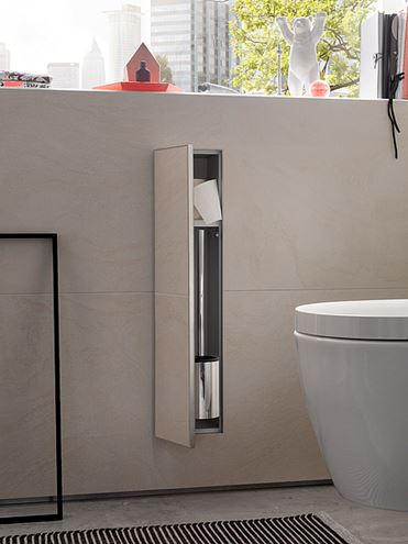 CONCEPT 300 nízka skrinka 15,3x15x80,3 cm, 1 dvierka, pánty vľavo, Push-open, s držiakom toaletného papiera, s WC štetkou, na obloženie 015-2071 Obrázek - fotka