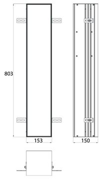 CONCEPT 300 nízka skrinka 15,3x15x80,3 cm, 1 dvierka, pánty vpravo, Push-open, s držiakom toaletného papiera, s WC štetkou, na obloženie 015-2072 Technický nákres