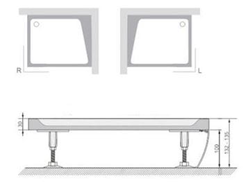 CONCEPT 100 panel k sprchovej vaničke obdĺžnik 1000x800mm, ľavý, biela XA83AL0101005 Technický nákres