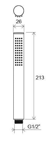 RAVAK 957.20BL ručná sprcha 213 mm, Air, čierna X07P573 Technický nákres