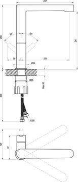 RAVAK PURI PU 016.00 umývadlová stojanková batéria, chróm X070143 Technický nákres