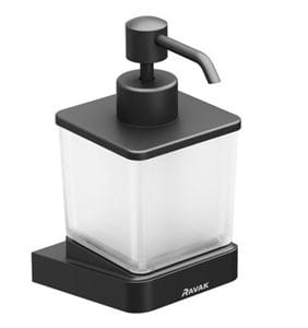 RAVAK 10° BLACK TD 231.20 dávkovač tekutého mydla, nástenný, matná čierna