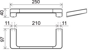 RAVAK 10° BLACK TD 300.20 držiak uteráka 250 mm, matná čierna X07P560 Technický nákres