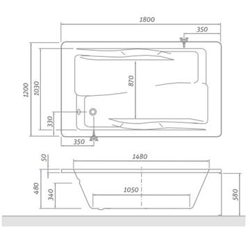 ROTH AMORE 120 bočný panel k vani 120x58 cm  9720002 Technický nákres