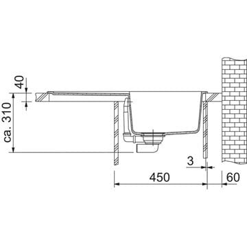FRANKE BASIS BFG 611-78 fragranitový drez 780x500 mm, otočný, odkvapkávač, pieskový melír 114.0285.170 Technický nákres