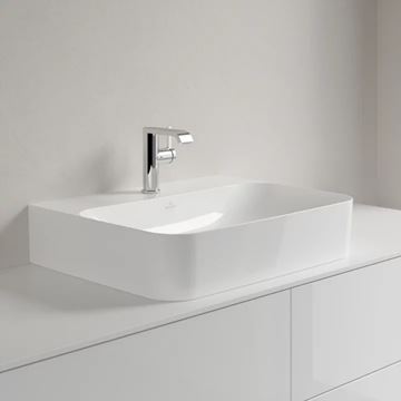 VILLEROY & BOCH FINION umývadlo na dosku 60 cm, s otvorom pre batériu, bez prepadu, CeramicPlus, alpská biela 41686LR1 Obrázek - fotka