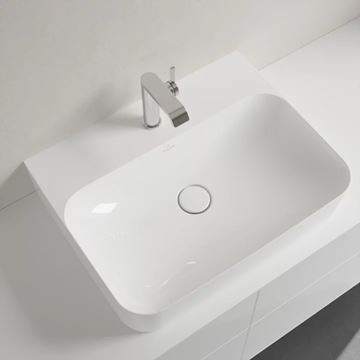 VILLEROY & BOCH FINION umývadlo na dosku 60 cm, s otvorom pre batériu, bez prepadu, CeramicPlus, alpská biela 41686LR1 Obrázek - fotka