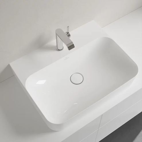 VILLEROY & BOCH FINION umývadlo na dosku 60 cm, s otvorom pre batériu, bez prepadu, CeramicPlus, alpská biela 41686LR1 Obrázek - fotka