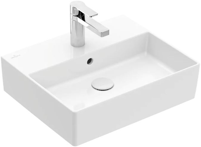 VILLEROY & BOCH MEMENTO 2.0 umývadlo 50 cm, s otvorom pre batériu a prepadom, brúsené, alpská biela 4A225G01 Obrázek - fotka