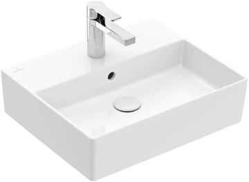 VILLEROY & BOCH MEMENTO 2.0 umývadlo 50 cm, s otvorom pre batériu a prepadom, brúsené, alpská biela 4A225G01 Obrázek - fotka