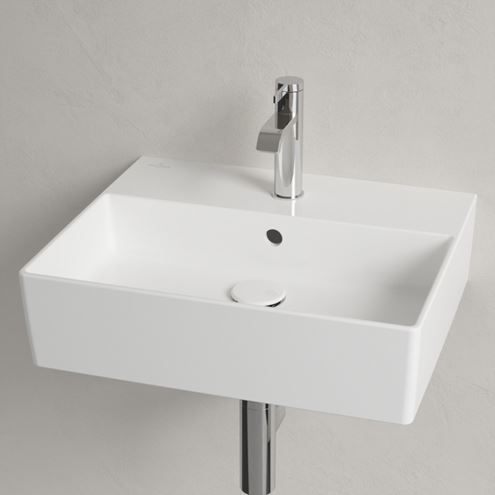 VILLEROY & BOCH MEMENTO 2.0 umývadlo 50 cm, s otvorom pre batériu a prepadom, brúsené, alpská biela 4A225G01 Obrázek - fotka