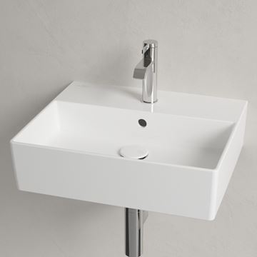 VILLEROY & BOCH MEMENTO 2.0 umývadlo 50 cm, s otvorom pre batériu a prepadom, brúsené, alpská biela 4A225G01 Obrázek - fotka