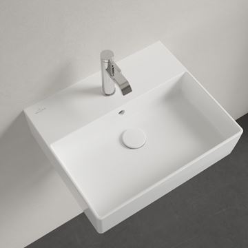 VILLEROY & BOCH MEMENTO 2.0 umývadlo 50 cm, s otvorom pre batériu a prepadom, brúsené, alpská biela 4A225G01 Obrázek - fotka