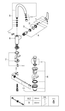 GROHE BAUFLOW umývadlová stojanková batéria, s odtokovou súpravou, chróm 23753000 Obrázek - fotka