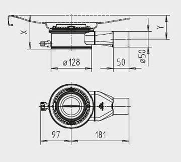 KALDEWEI KA 120 nízky vaničkový sifón pr. 120 mm, bez krytky 687772530000 Technický nákres