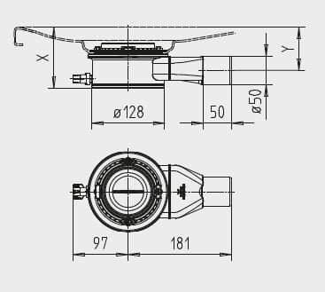 KALDEWEI KA 120 nízky vaničkový sifón pr. 120 mm, bez krytky 687772530000 Technický nákres