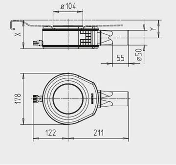 KALDEWEI KA 90 nízky vaničkový sifón pr. 90 mm, chróm 687772560999 Technický nákres