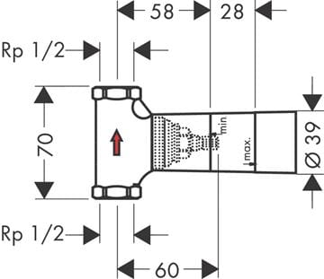 AXOR podomietkové teleso DN15 16973180 Technický nákres