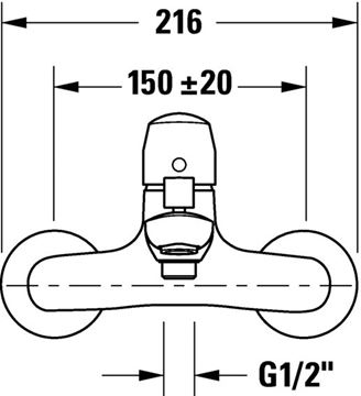 DURAVIT NO.1 vaňová nástenná batéria, s prepínačom, chróm N15230000010 Technický nákres